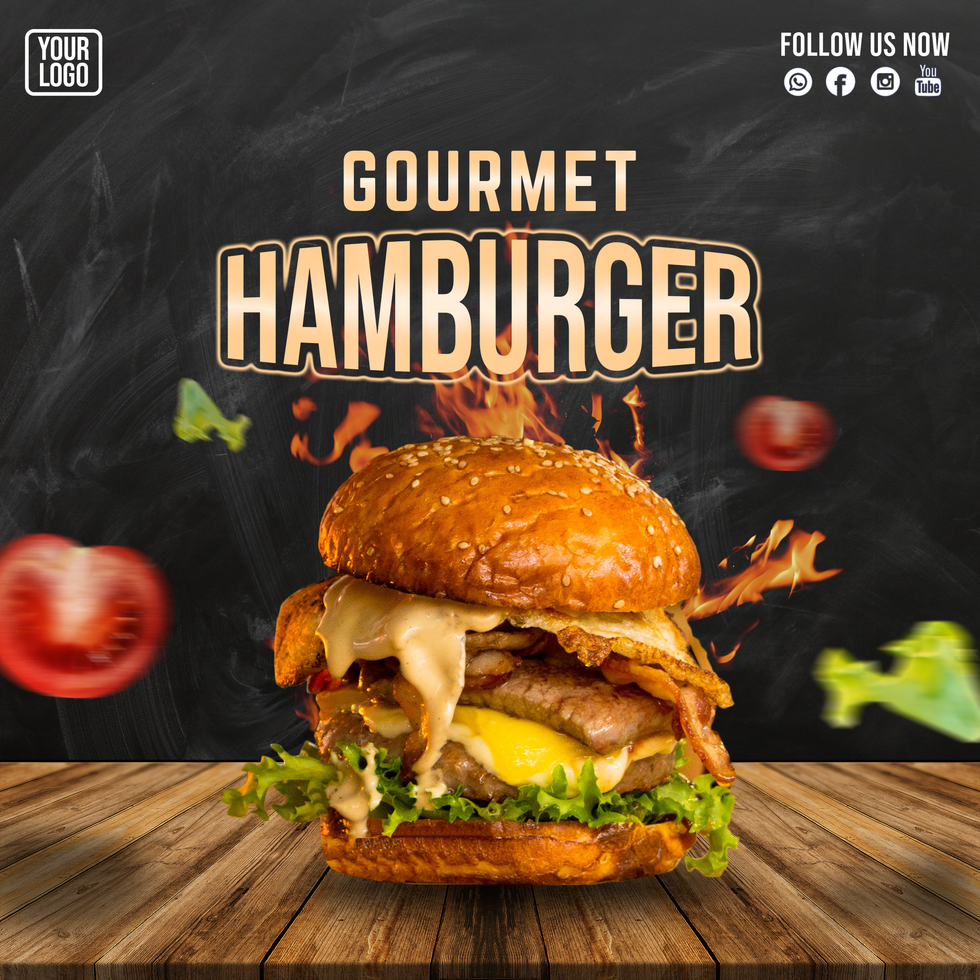 Gourmet Burger For Social Media Template - Burger Banner psd