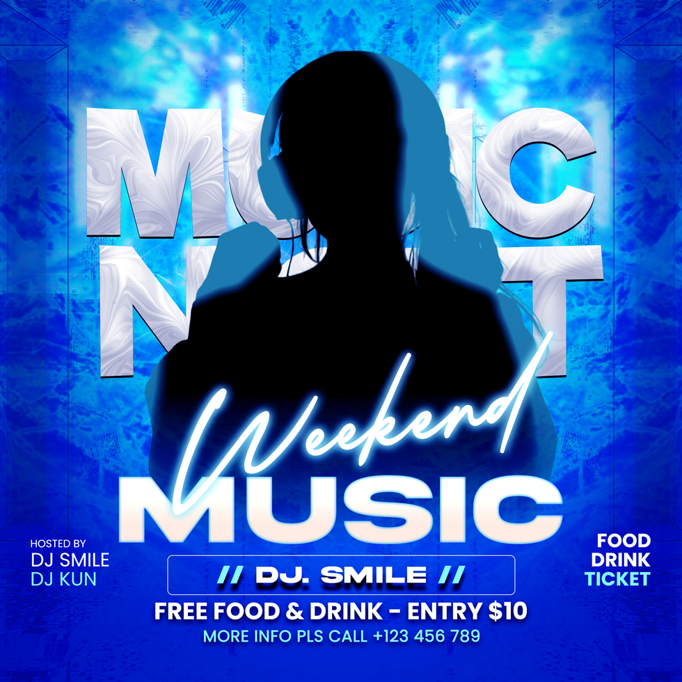 Weekend Music Event Template Blue psd