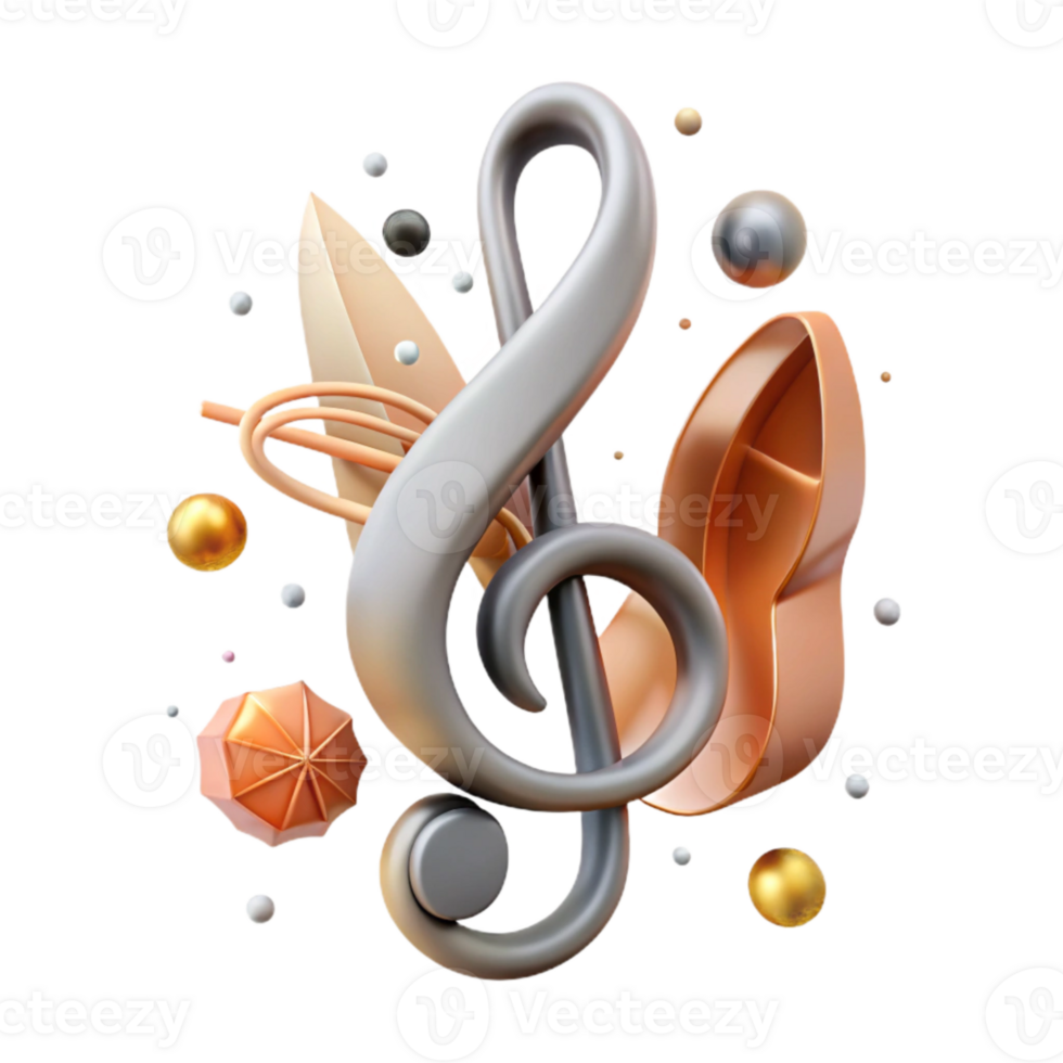 serene contemporary Treble Clef Isolated Cutout for Music Education png