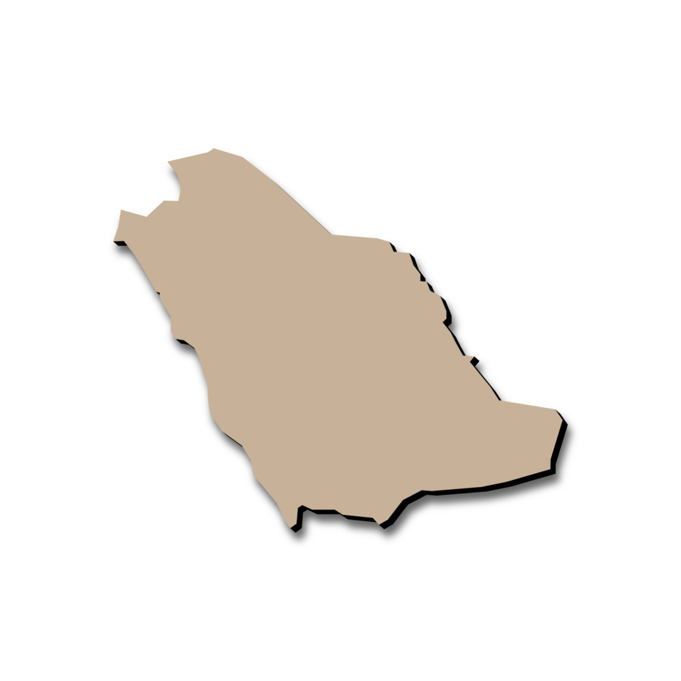 Saudia Arab 3D Style Map On Transparent Background png