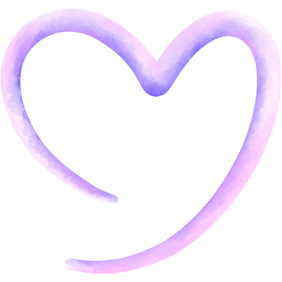 Cute Doodle line watercolor illustration, heart icon png