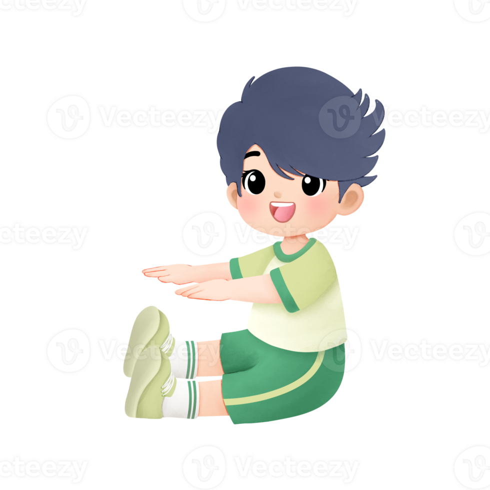kid exercising activity watercolor illustration, boy posing yoga activities png