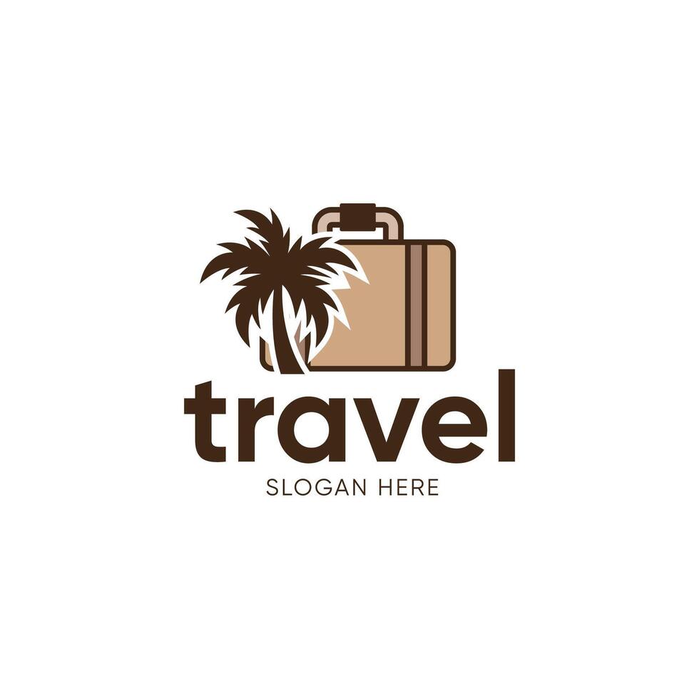 Travel logo design with palm tree vector