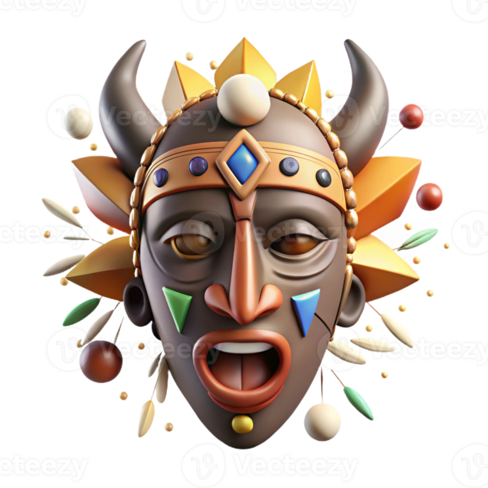 serene vintage Tribal Mask African Culture Cutout for Ethnic Projects high quality png