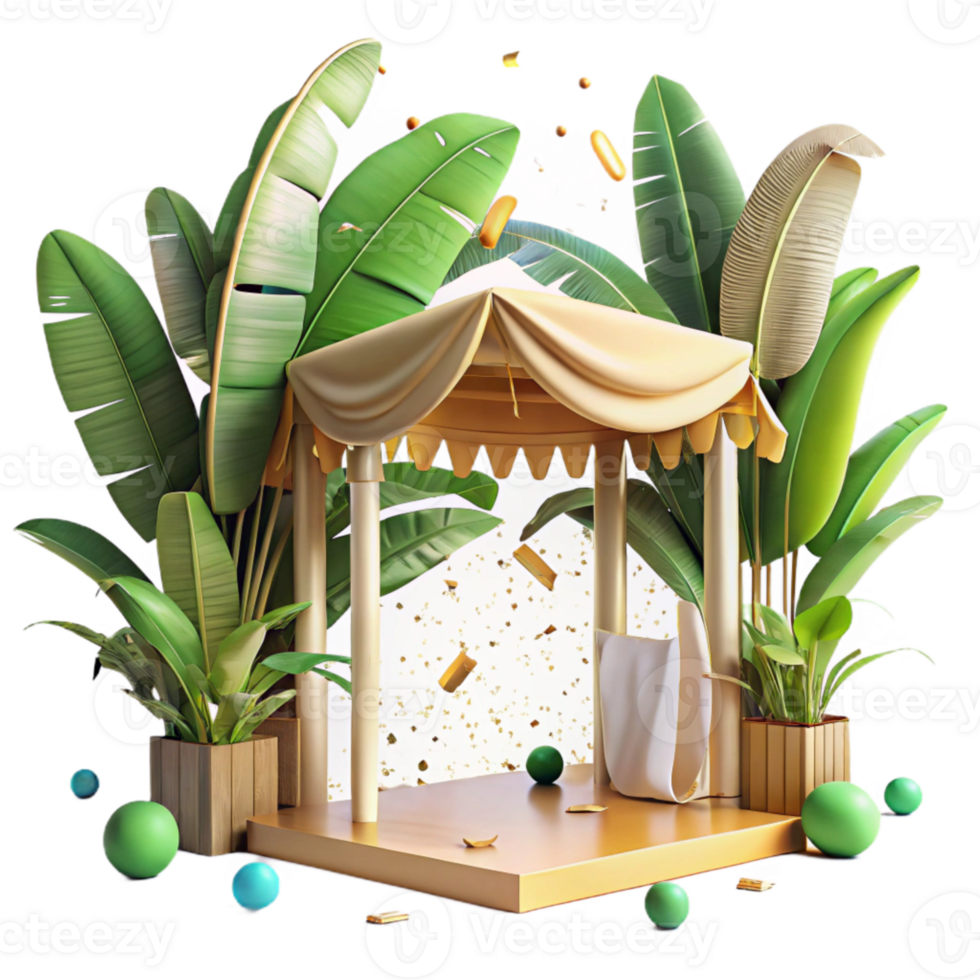 serene rustic Tropical Canopy Banana Leaves Cutout professional png