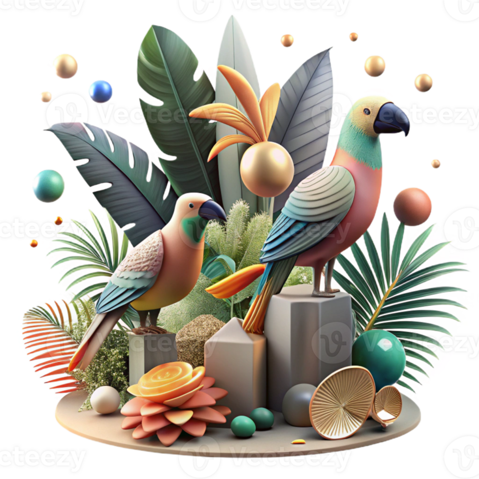 vibrant rustic Tropical Canopy Exotic Birds Isolated exclusive png