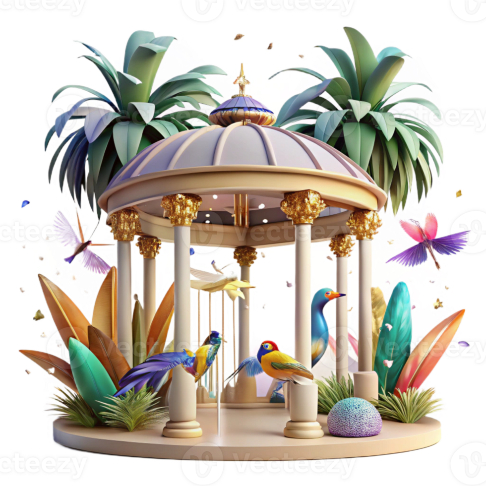 dramatic traditional Tropical Canopy Colorful Birds Cutout high quality png