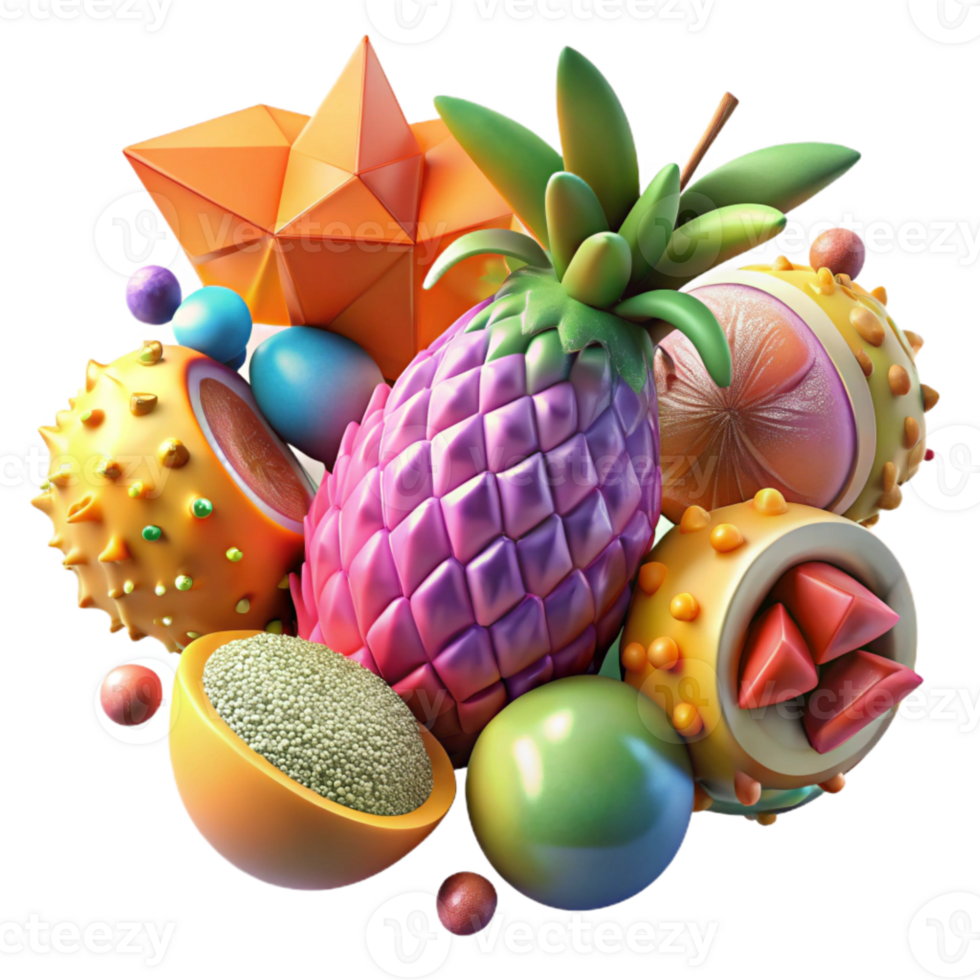 serene traditional Tropical Canopy Exotic Fruits Isolated premium png