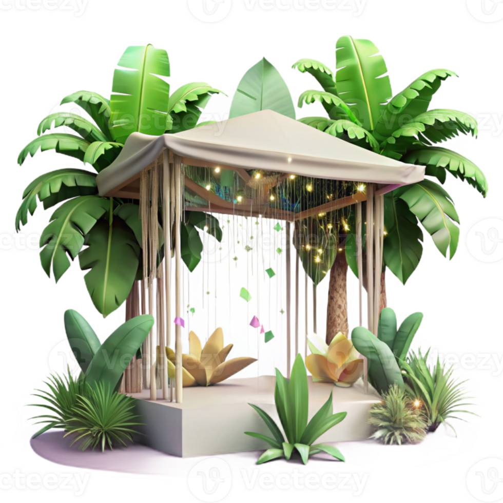 elegant abstract Tropical Canopy Lush Vegetation Isolated png