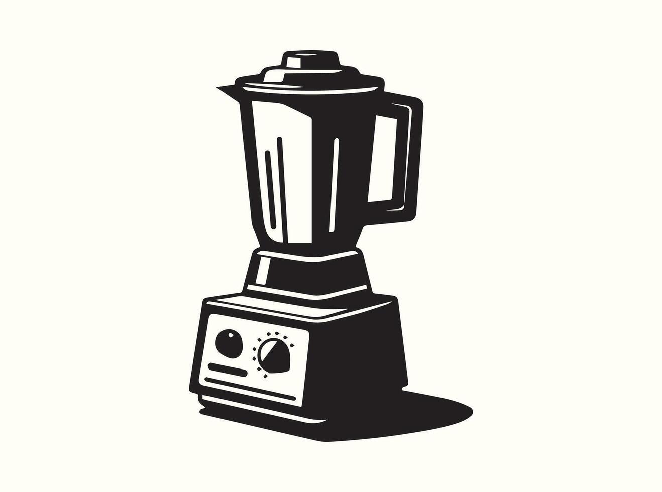 Solid Black Silhouette of a Blender on a White Background vector