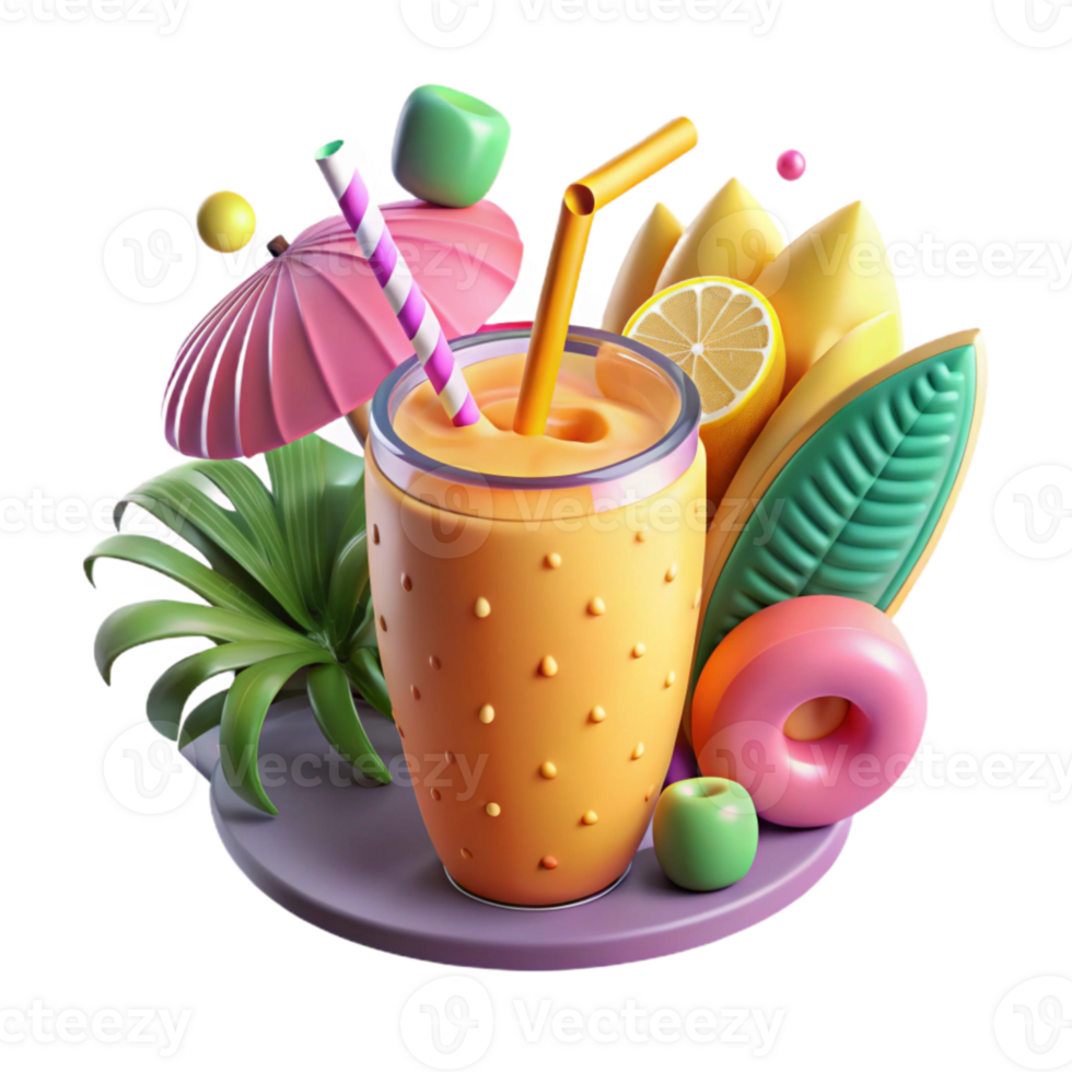 serene creative Tropical Fruit Smoothie Cutout for Summer Marketing high resolution png
