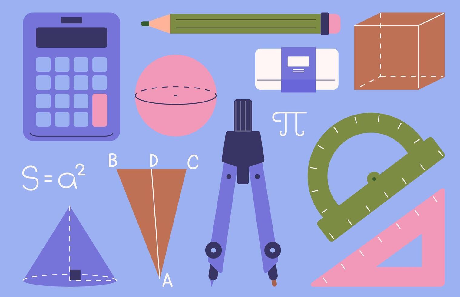 Mathematics and geometry tools illustration vector