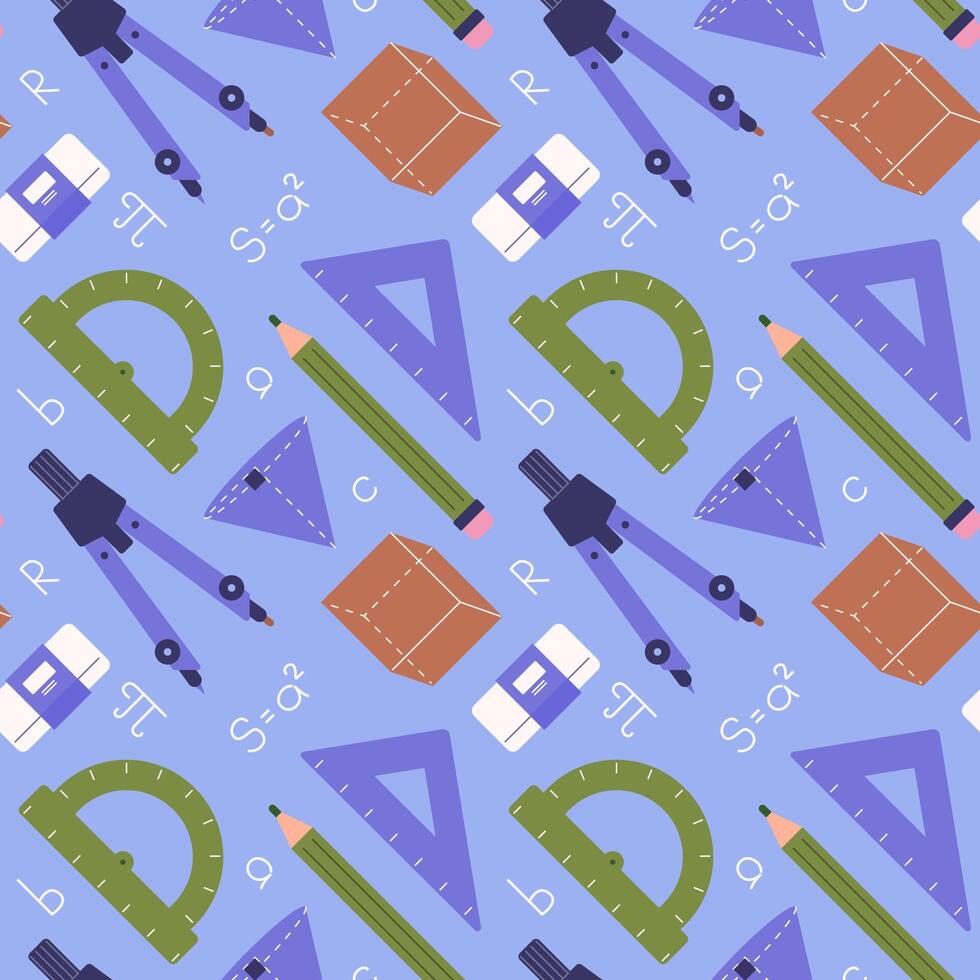 Seamless pattern with geometry and math tools vector