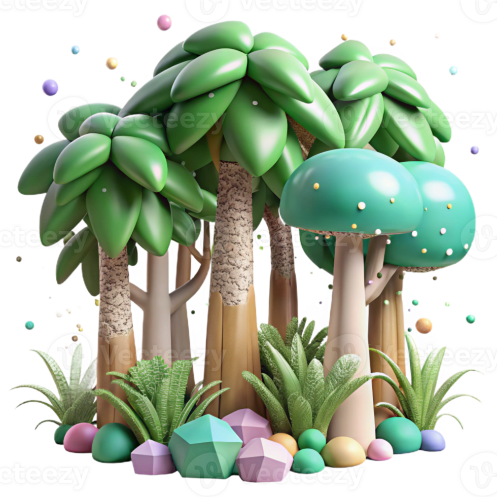 vibrant vintage Tropical Rainforest Trees Cutout for Eco Design high quality png