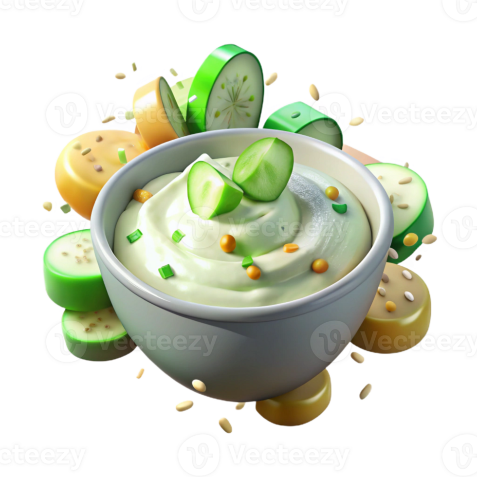serene traditional Tzatziki Greek Dip Yogurt Cucumber Isolated Restaurant Menu high resolution png