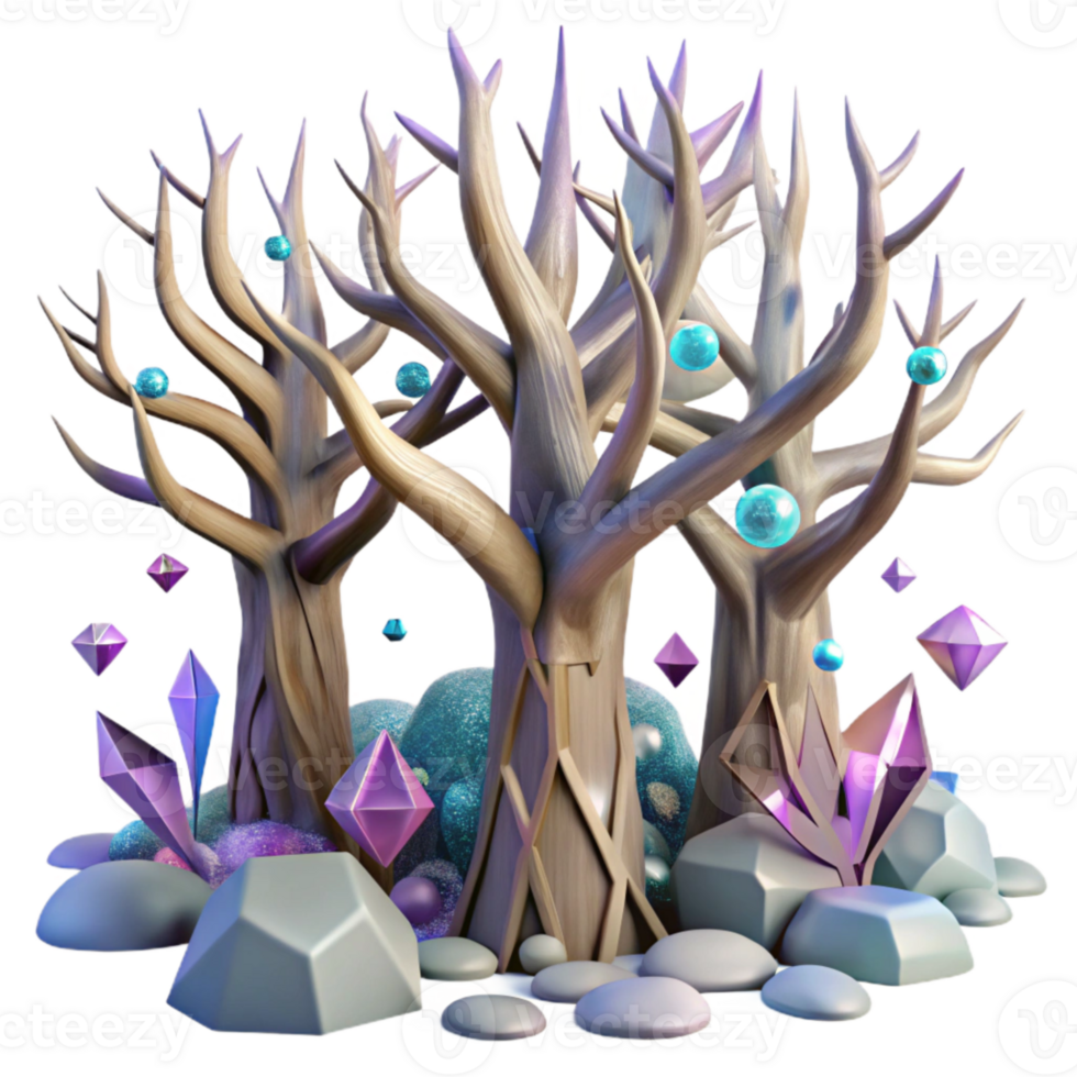 beautiful modern Twisted Tree Branches Isolated Surreal Forest Design genuine png