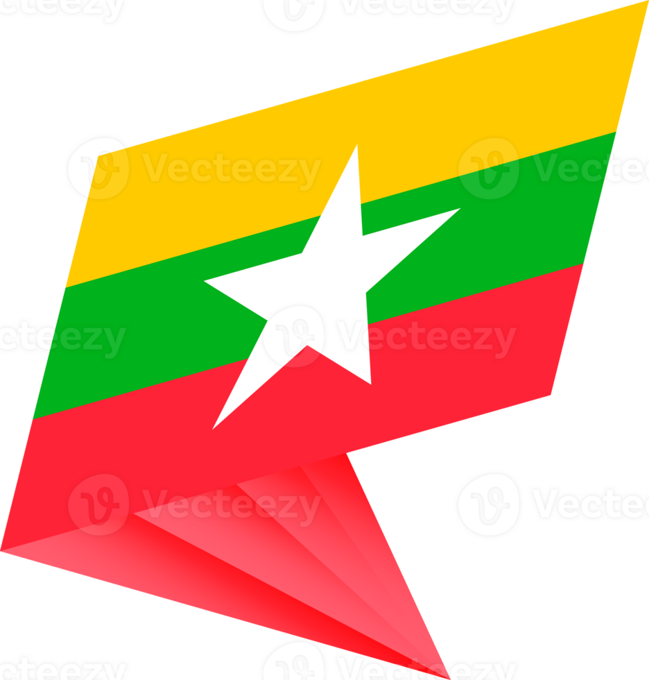 Flag of Myanmar, modern pin flag png