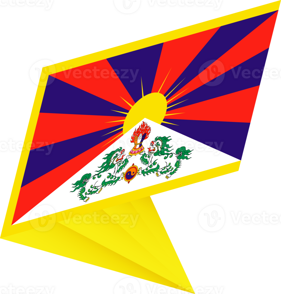 Flag of Tibet, modern pin flag png