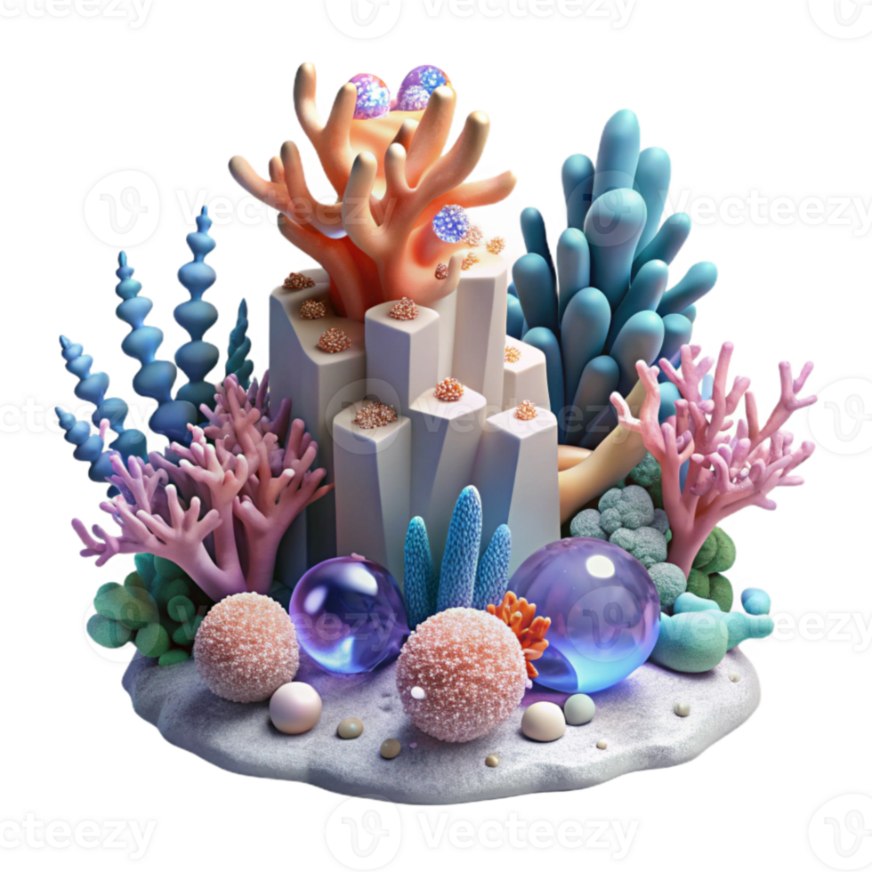 dramatic rustic Underwater Coral Reef Isolated for Marine Biology png