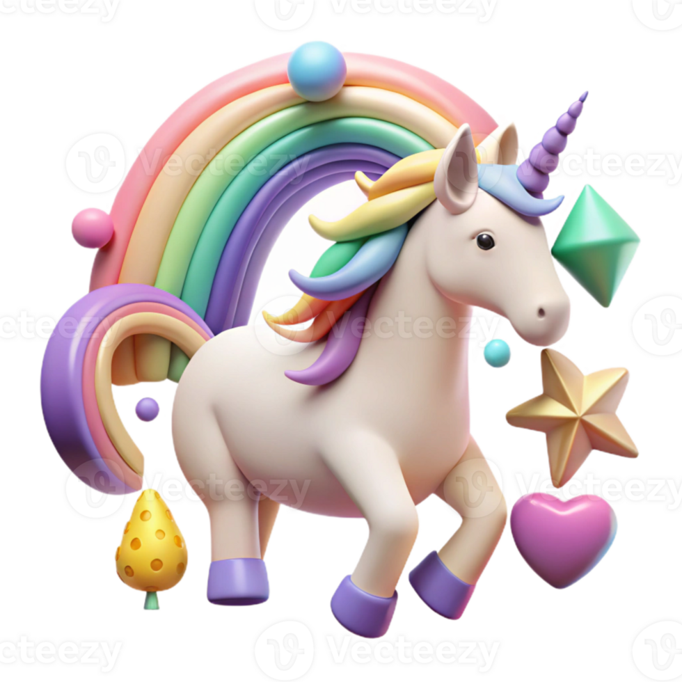 impressive abstract Unicorn Silhouette with Rainbow Cutout for Kids Design detailed png