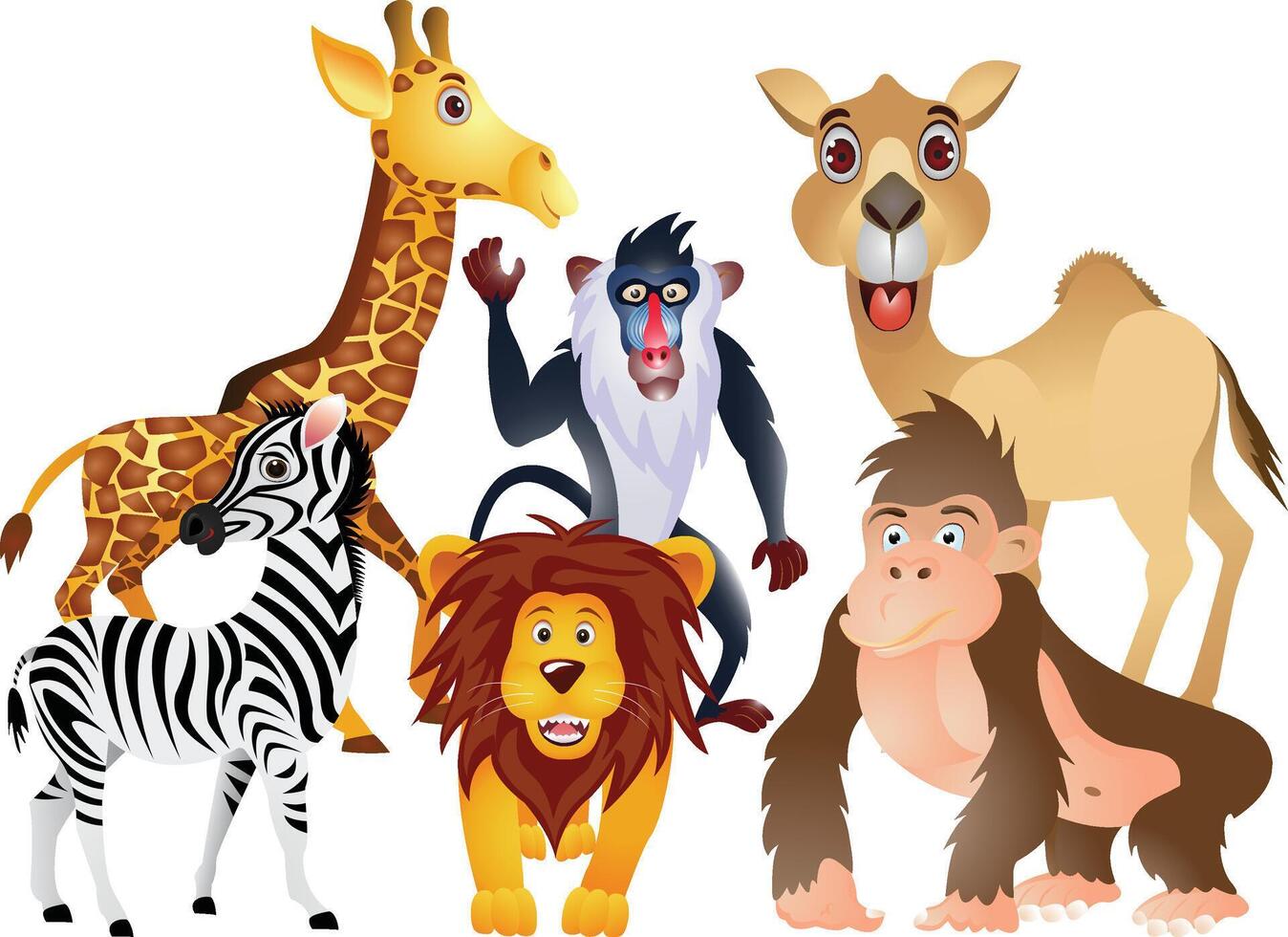 cute cartoon animal set vector