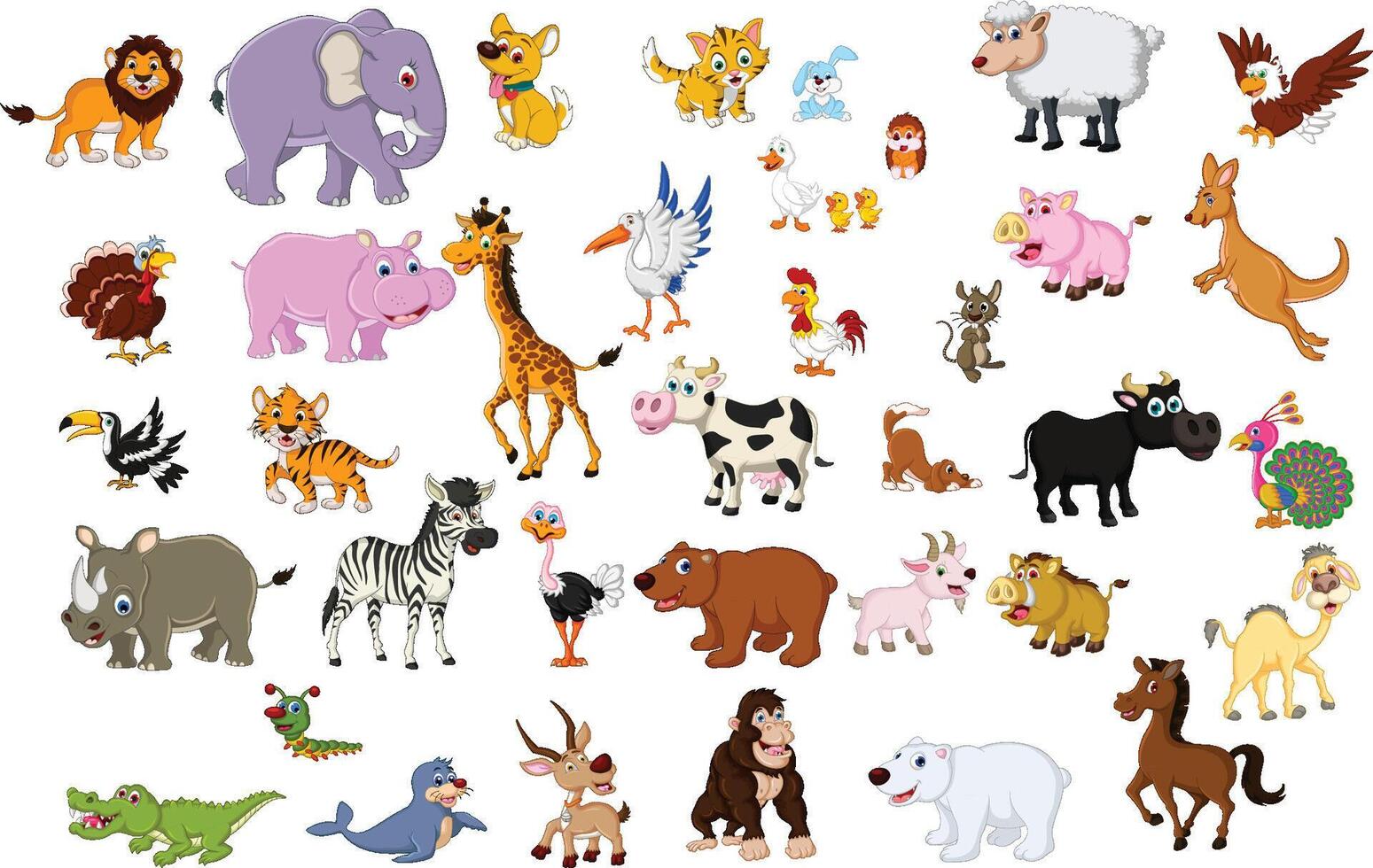 cute animals set vector