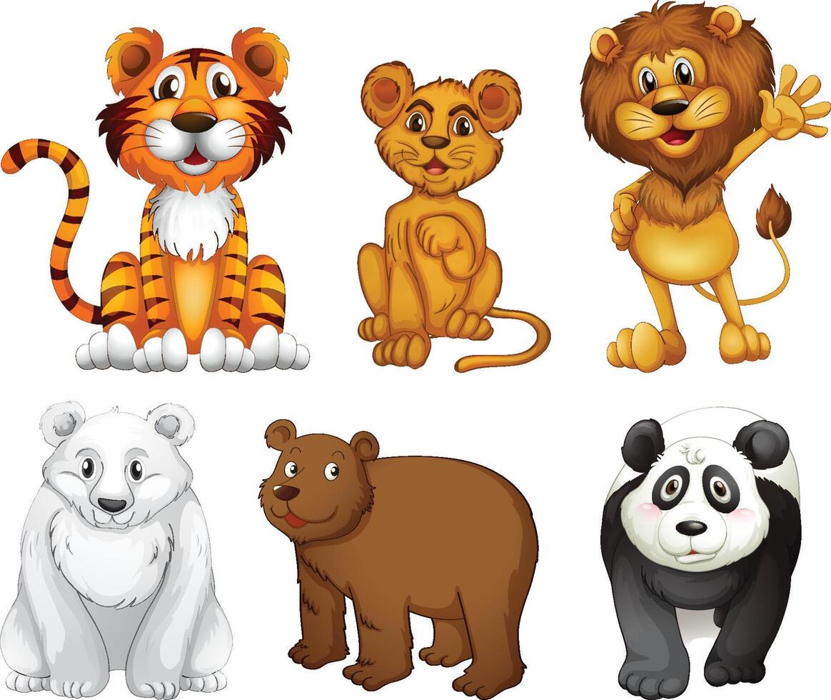 Cute Funny Animals Set vector