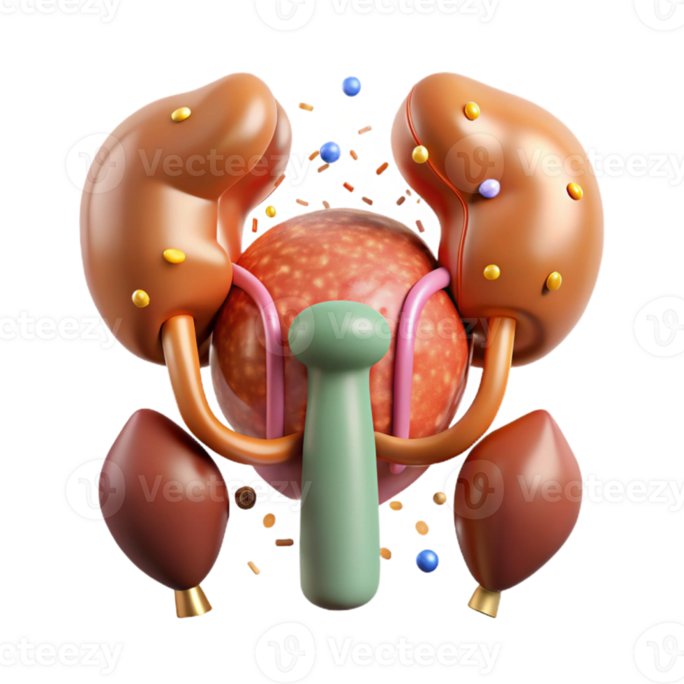 beautiful minimalist Urinary System Bladder Diagram Cutout for Urology Materials premium png
