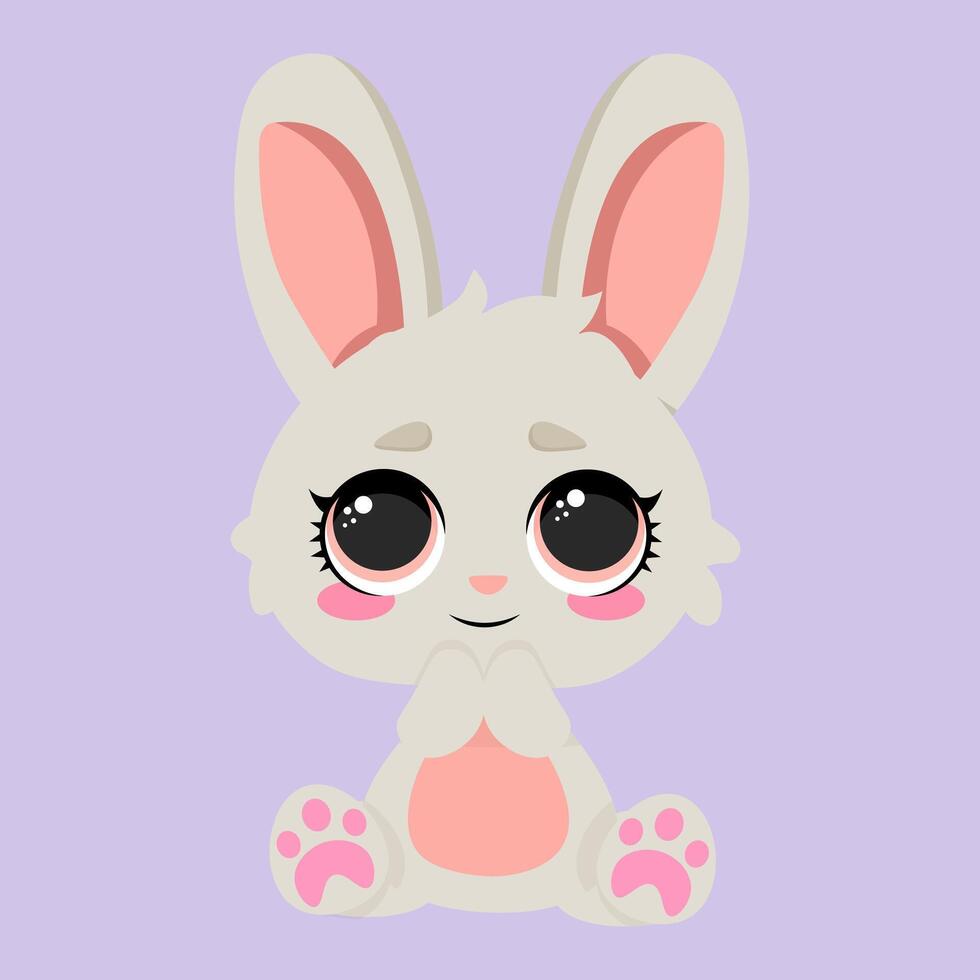Adorable baby bunny sitting with big eyes and fluffy fur. Sweet and innocent character, perfect for children's illustrations, greeting cards, Easter designs, and nursery prints vector