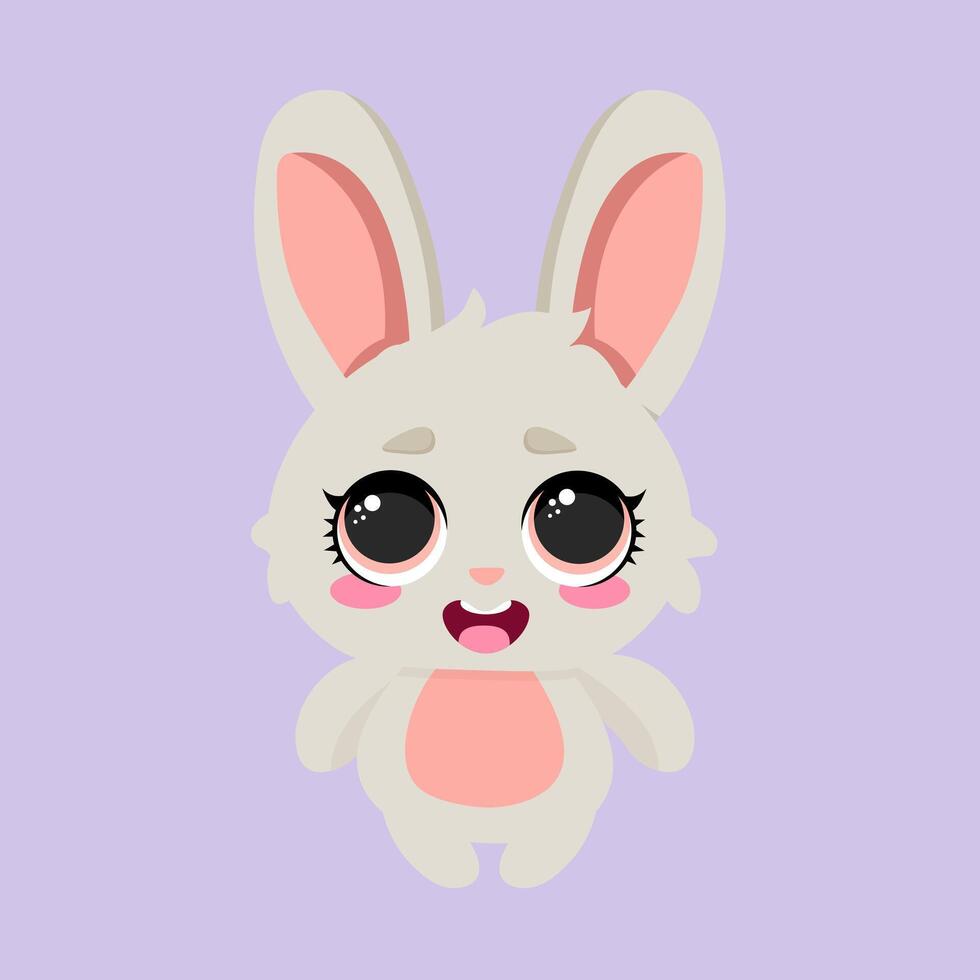Cute fluffy bunny with big sparkling eyes and a happy smile vector