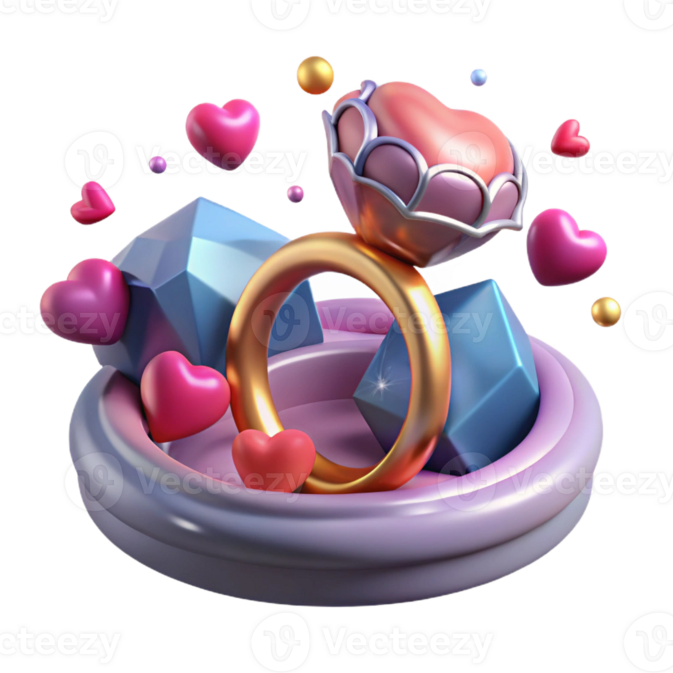 beautiful artistic Valentines Day Engagement Ring Isolated for Proposals detailed png