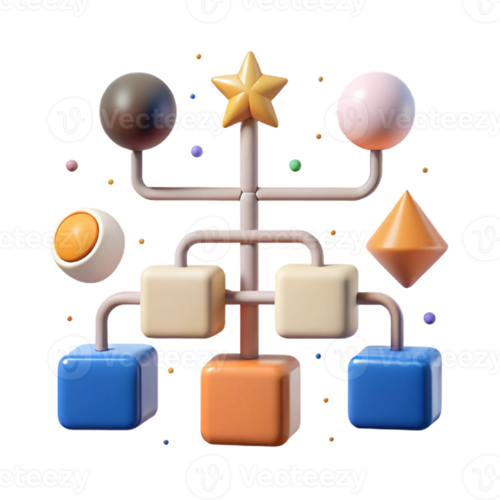 magnificent minimalist Flowchart with Connections Isolated for Process Integration premium png