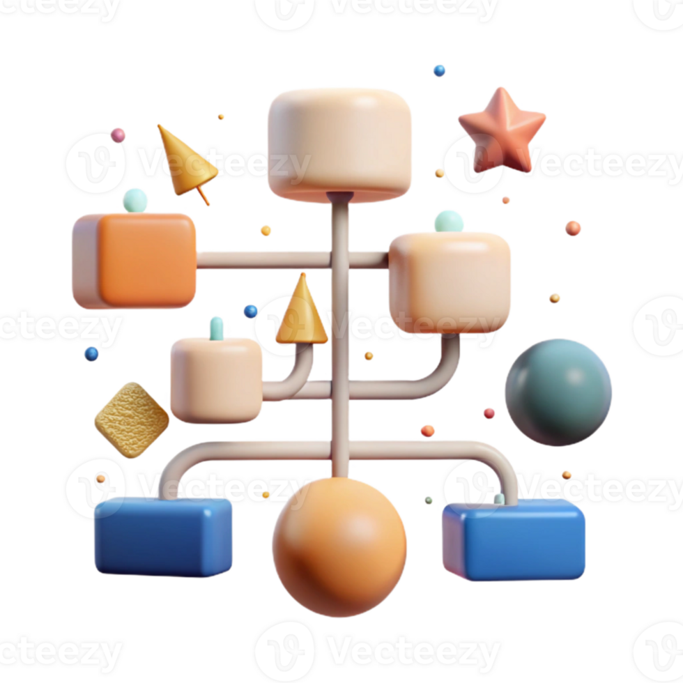 magnificent traditional Flowchart with Connections Isolated for Process Integration original png