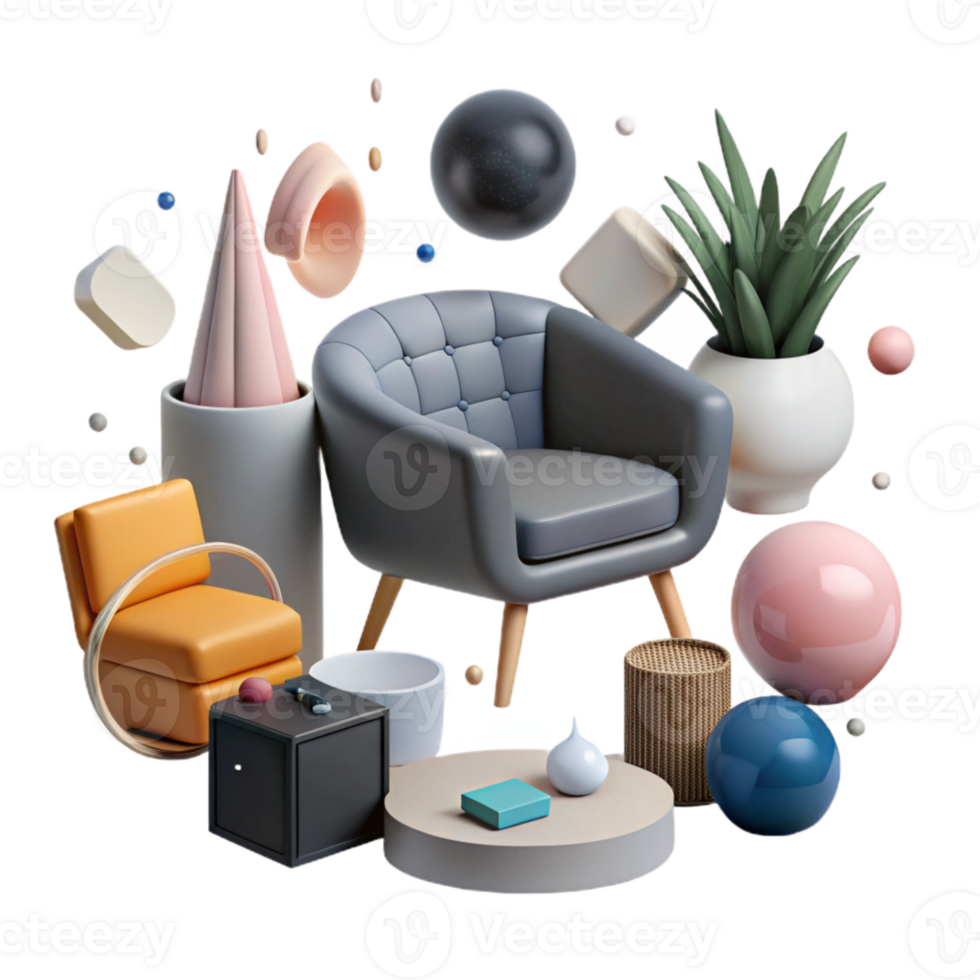 serene contemporary Furniture Silhouette Pack Transparent for Graphic Design professional png