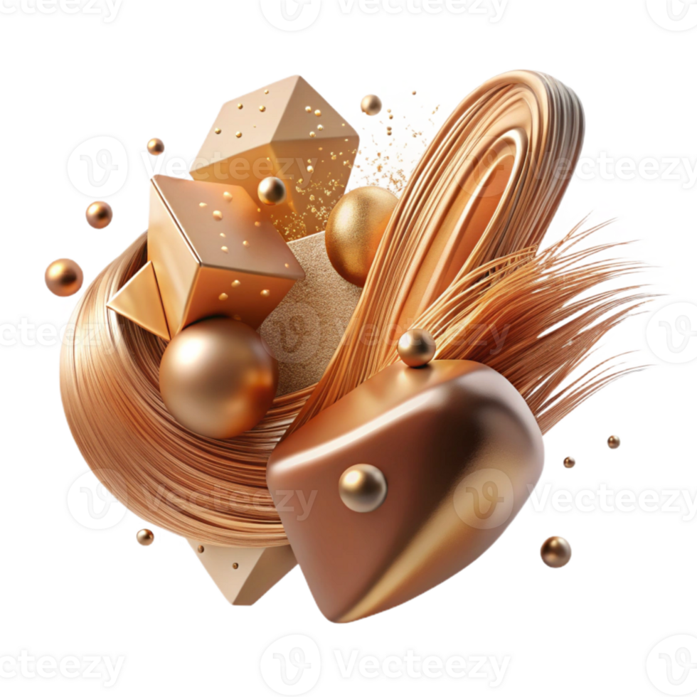 stunning modern Abstract Brushstroke with Copper Foil Effect Isolated professional png