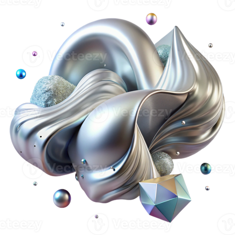 vibrant classic Abstract Brushstroke with Silver Foil Effect Isolated high resolution png