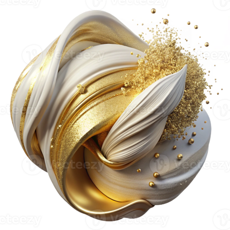 elegant rustic Abstract Brushstroke with Gold Foil Effect Isolated professional png
