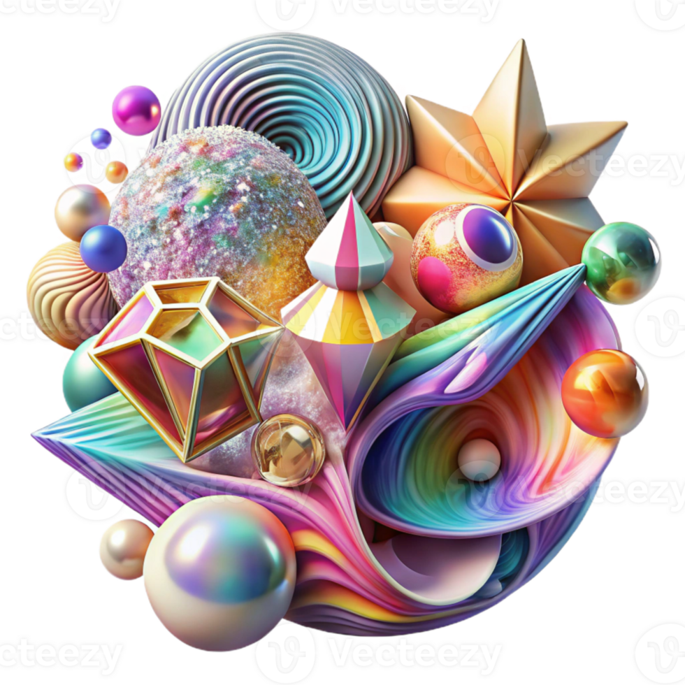 vibrant abstract Abstract Colorful Fractal Design Isolated Surreal Art png