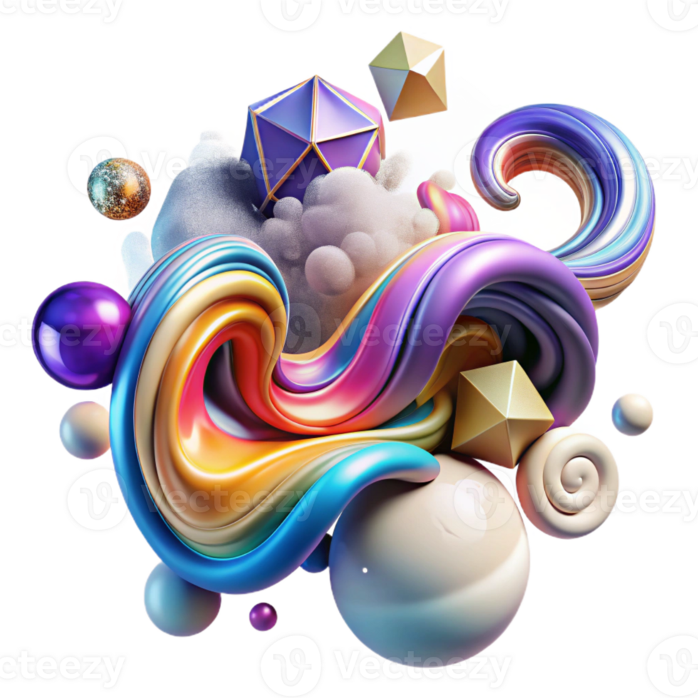 impressive contemporary Abstract Colorful Swirls and Smoke Transparent Surreal Art png