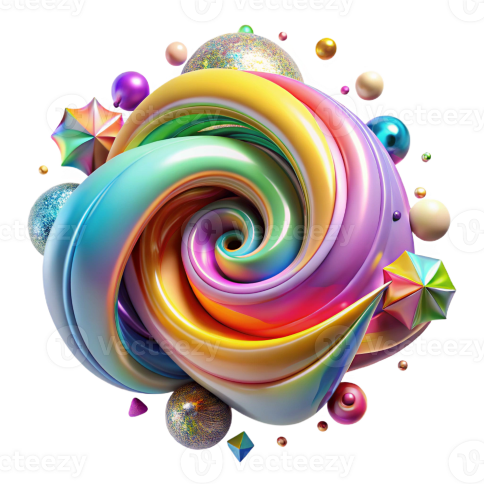 dramatic classic Abstract Colorful Swirls Isolated Surreal Art premium png