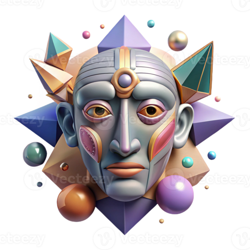 extraordinary classic Abstract Face with Geometric Patterns Isolated Cutout detailed png
