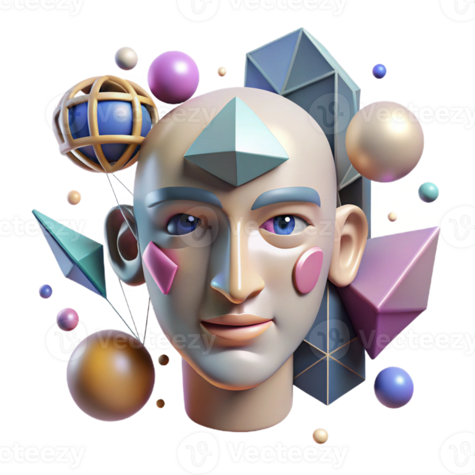 elegant artistic Abstract Face with Geometric Patterns Isolated Cutout professional png