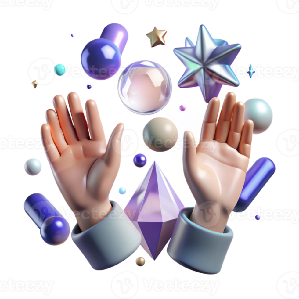elegant minimalist Abstract Hands Reaching for the Stars Cutout Transparent Background high resolution png