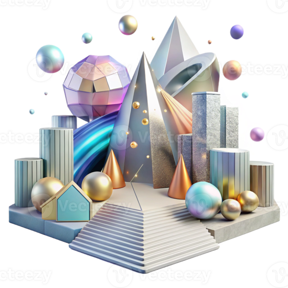 serene modern Abstract Shapes Street Mural Transparent Background premium png
