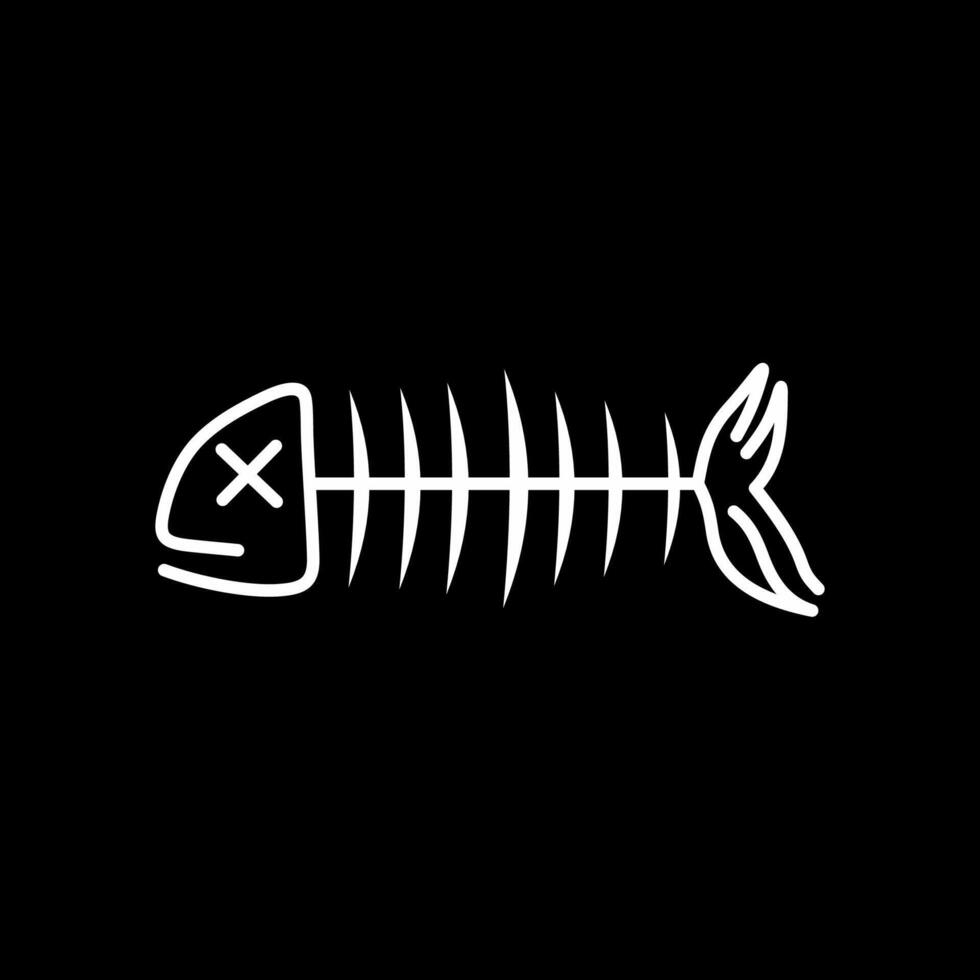 Fish Skeleton - Minimalist Line Art Icon vector