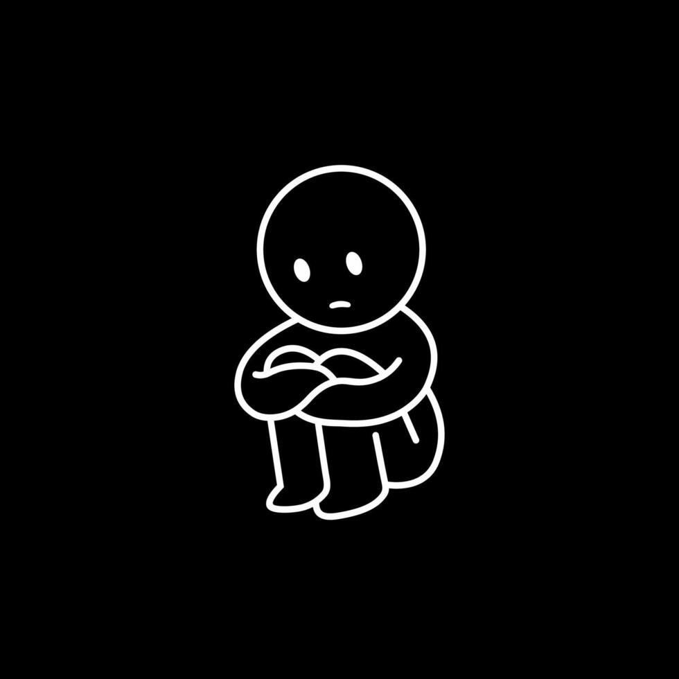 Lonely Figure in Darkness - Minimalist Art vector