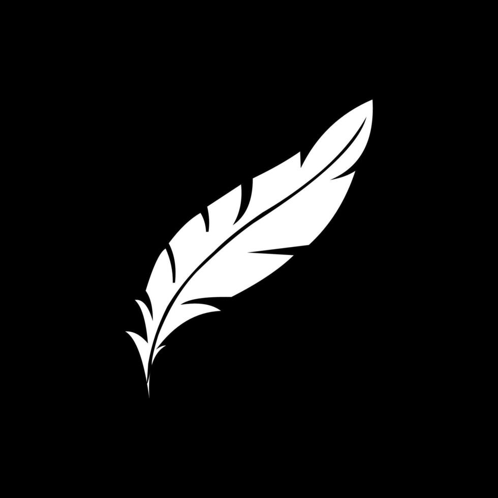 Minimalist Feather Icon - Elegant Black and White vector