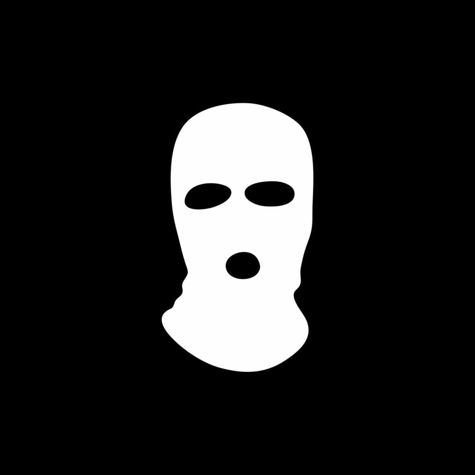 Minimalist Balaclava Mask Icon - Black and White Mysterious Face vector