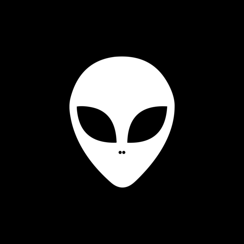 Minimalist Alien Head Icon - Black and White Extraterrestrial Silhouette vector