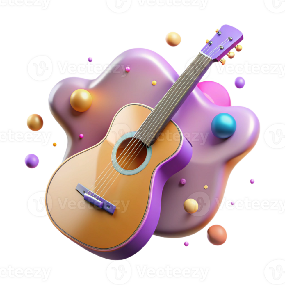 elegant abstract Acoustic Guitar Silhouette with Pickguard Cutout for Music Lessons original png